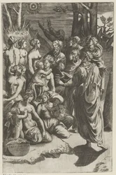 Gruppo di figure sotto una stella