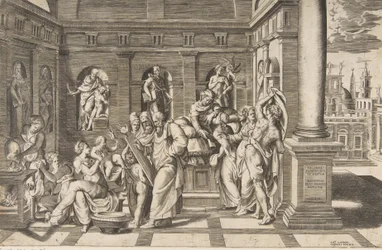 La nascita di San Giovanni Battista in un edificio classico