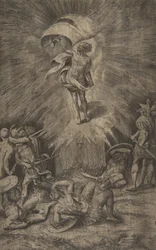 La Resurrezione di Cristo, con uno stendardo nella mano destra, soldati che circondano il t..., 1561