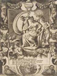 Il trionfo di Giunone seduta in una carrozza, inserita in una cornice elaborata, 1531-76
