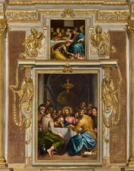 Cappella del SS Sacramento, Seconda Campata Lato Nord, Giulio Campi, Ultima Cena 1569, Giulio Campi, Cena in casa di Simone 1569