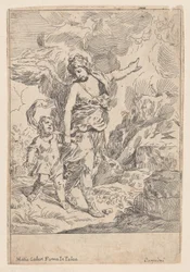 Un angelo custode che cammina mano nella mano con un bambino, 1640-60