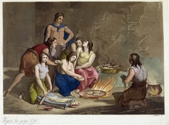 Antichi messicani che fanno il pane