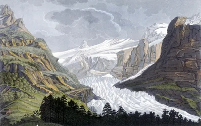 Ghiacciaio di Grindelwald in Svizzera - in "Il costume antico e moderno" di Ferrario, ed. Milano