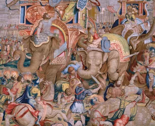 Serie Le Gesta di Scipione. La battaglia di Zama. Cartonista Giulio Romano. Atelier di Balthasar van Vlierden (?), Bruxelles. 1523-1532. (dettaglio)
