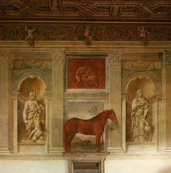 La Sala dei Cavalli con le pitture murali dei cavalli preferiti da Federico II Gonzaga (affresco)