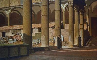 Il chiostro di Santa Croce, ca 1862, di Giuseppe Abbati