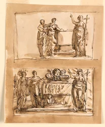 Sarcofago e Figure Allegoriche