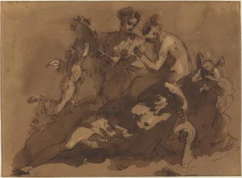 Scena mitologica con dei marini