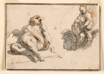 Un uomo che dorme e una madre con bambino