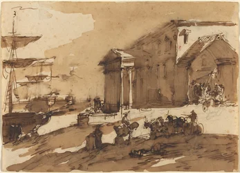 Capriccio di una scena portuale