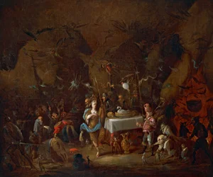 Incontro di streghe, di Giuseppe Bernardino Bison (1762-1844), olio su tela, Italia