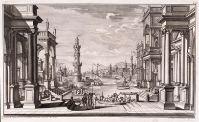Piccolo porto con colonne in stile barocco, da 