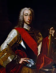 Ritratto di Carlo III di Borbone (1716-1788), re di Spagna, in seguito Carlo VII re di Napoli, dipinto di Giuseppe Bonito (1707-1789)