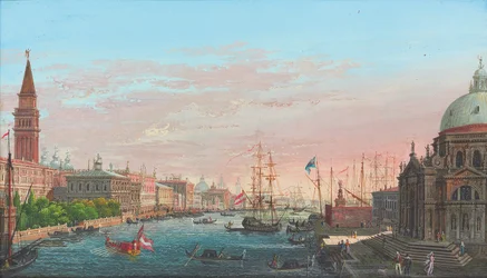 Veduta del Canal Grande, Venezia, con il Palazzo Ducale e la Salute