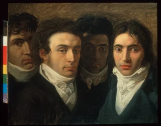 Autoritratto con Felice Bellotti, Gaetano Cattaneo e Carlo Porta