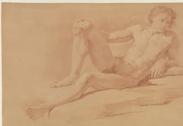 Studio di un ragazzo mezzo sdraiato, mezzo seduto