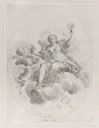 Figura allegorica su una nuvola con putti, dopo Stefano Pozzi