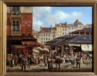 Vista delle Halles a Parigi Dipinto su cartone di Giuseppe Canella (1788-1847) 1828. Dim. 0,14 x 0,19 m Parigi, Museo Carnavalet