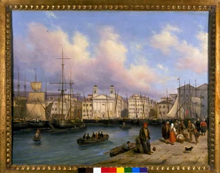 Veduta del porto di Trieste, dipinto di G. Canelia