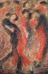 Tango, donna vestita di rosso che balla, fantasia di coppia che balla