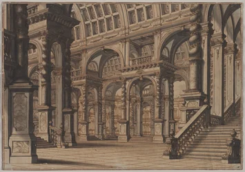 Sala monumentale con scala, secondo quarto del XVIII secolo