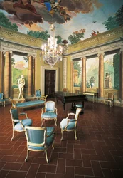 Affreschi dipinti nel 1777-1778 da Giuseppe Maria Terreni nella Sala delle Quattro Stagioni, Villa del Poggio Imperiale, Firenze, Italia