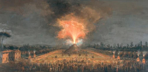 Festa notturna con vulcano in eruzione nelle Cascine di Firenze in onore del Granduca Ferdinando III
