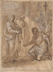 Cristo e il centurione (recto), Figura che saluta la nave in partenza (verso)