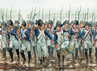 Primo Impero: fanteria di linea francese nel 1805 - Illustrazione di Giuseppe Rava