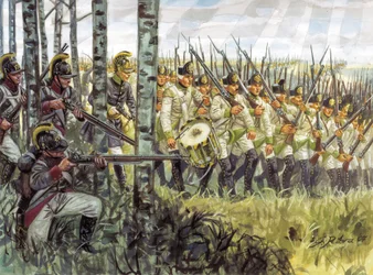 Primo Impero: soldati della fanteria austriaca in avanzata intorno al 1798 - 1805