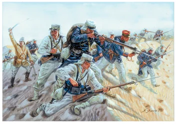Marche ou creve Soldati della Legione straniera francese - Legione straniera francese: "marcia o muori" Illustrazione di Giuseppe Rava