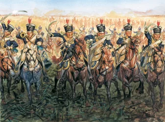 Guerre napoleoniche: cavalleria inglese in carica - Illustrazione di Giuseppe Rava