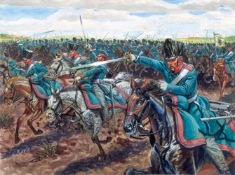Guerre napoleoniche: dragoni prussiani in carica