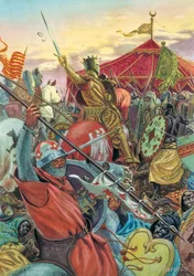 Riconquista della Spagna: battaglia di Las Navas de Tolosa del 16/07/1212 tra le forze cristiane del re Alfonso VIII di Castiglia e l