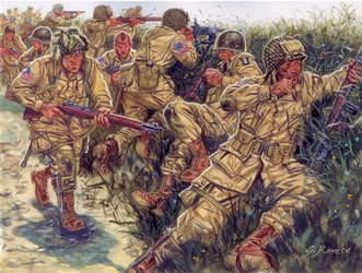 Seconda Guerra Mondiale: 101ª Divisione Aviotrasportata (101ª Divisione Aviotrasportata degli Stati Uniti) soprannominata Screaming Eagles - WWII: 101ª Divisione Aviotrasportata, Screaming Eagles - Illustrazione di Giuseppe Rava