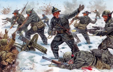 Seconda Guerra Mondiale, Fronte Russo: cacciatori alpini italiani in Russia nel gennaio 1943