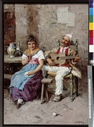 Scena di taverna Dipinto di Giuseppe Sartori (1863-1922) Menzione obbligatoria: Collezione fondazione regards de Provence, Marsiglia