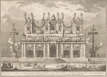 La Seconda Macchina per la Chinea del 1765: un edificio decorato con pali della Cuccagna