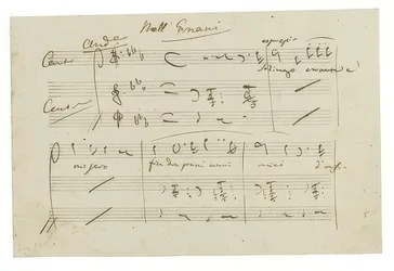 Autografo: Opera Ernani, Finalarie Solingo, errante e misero