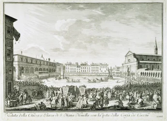 Festa della Corsa dei Cocchi in Piazza Santa Maria Novella. Disegno di Giuseppe Zocchi (1711-1767). Firenze, Biblioteca Riccardiana.
