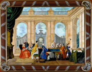 Pannello in pietre dure raffigurante Musica