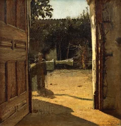 Cortile al sole, interno di casa di campagna