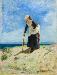 Donna sulla spiaggia, circa 1875