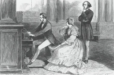 Il principe Alberto di Sassonia che gioca davanti alla regina Vittoria e Felix Mendelssohn Bartholdy (1809-1847), Incisione