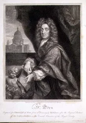 Ritratto di Christopher Wren inciso per 