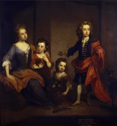 Ritratto di Richard Boyle, 3° Conte di Burlington, con le sue tre sorelle, Elizabeth, Juliana e Jane Boyle, c.1700