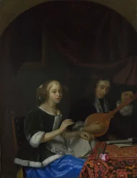 Una donna che canta e un uomo con una cetra, ca. 1665-1667
