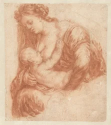 Donna che allatta un bambino (Kunstboek of Studiealbum di Caspar Netscher)