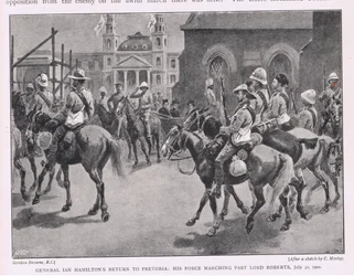 Il ritorno del generale Ian Hamilton a Pretoria: le sue forze sfilano davanti a Lord Roberts, 30 luglio 1900